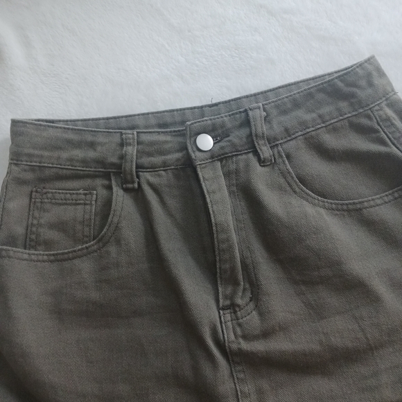 Shein Sxy • Women's Army Green High Waist Cargo Flap Pocket Denim Jean Skirt - Picture 7 of 16